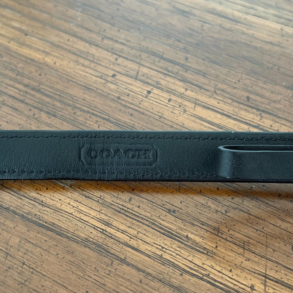 Coach Black Leather Belt with White Contrast Stitching - Picture 4 of 7